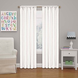 Eclipse ECLIPSE Kendall Modern Blackout Thermal Rod Pocket Window Curtain for Bedroom or Living Room (1 Panel), 42 in x 84 in, White