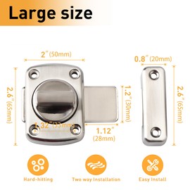 Alise Gate Latch Slide Bolt Latches Lock,Safety Double Sided Rotate Gate Hardware,Brushed Finish