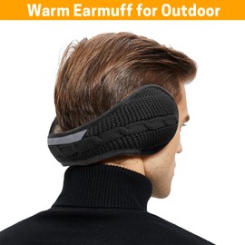 GNEGNI LIFE Ear Muff Men, Winter Warm Plush Ear Covers with Reflective Stripe Unisex Ear Warmer for Men Women Running Cycling Skiing