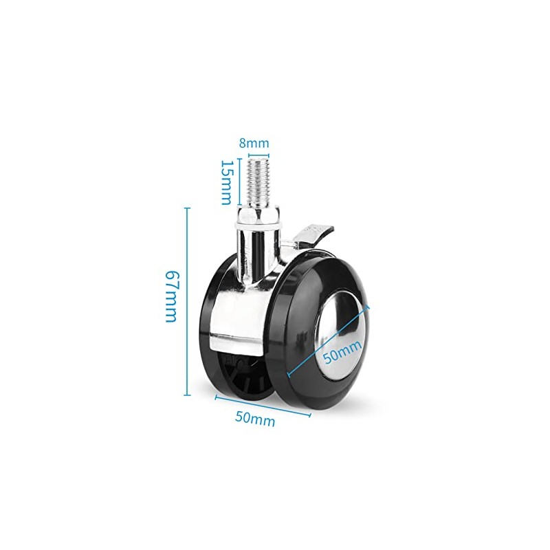 Rueda Giratoria 360° 2" de Aleación Zinc, 30kg con Freno