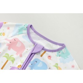 SUZEL Baby Boys Girls Footless Pajamas - Viscose from Bamboo Zippy Pjs Sleep 'N Play - Infant One Piece Romper - 0-24 Months(Purple Elephant, 6-12M)