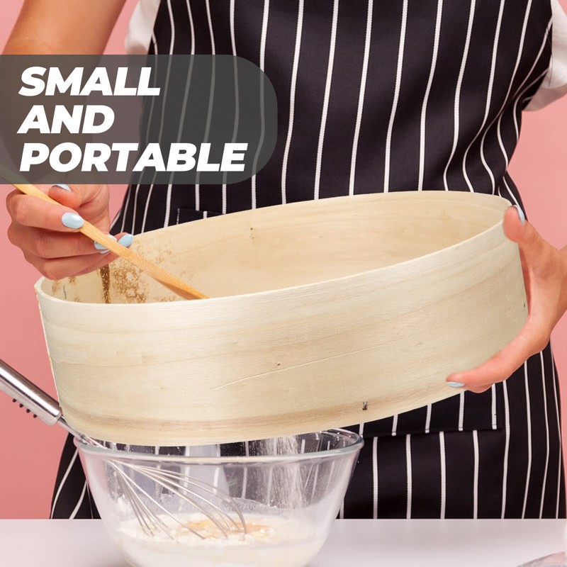 Operitacx Flour Sifter Handheld Sieve 60 Fine Mesh Wooden Flour