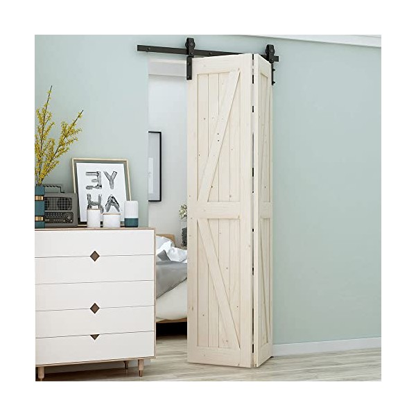 LTIYITL 4FT Bi-Folding Sliding Barn Door Hardware,Smoothly and Quietly-Heavy Duty