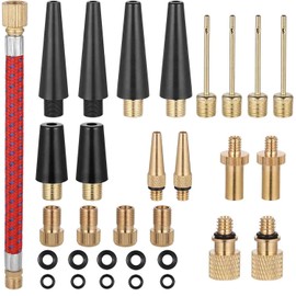 DILUSILK 33 Pcs Bike Valve Pump Adaptor Set, Bike Pump Adapter with Extension Pipe,Bike Valve Adapter DV/AV/SV,Pure Copper Bicycle Valve Car Valve Adapter for Compressor Bicycle Pump.