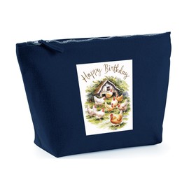 Hippowarehouse Happy Birthday Chickens Watercolour Printed Make up Cosmetic wash Bag 18x19x9cm