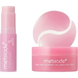 Set Bálsamo PDRN y Parches para Ojos con Colágeno, 60 Piezas Cuidado Contorno de Ojos con Cafeína y Vitamina B12 Rosa
