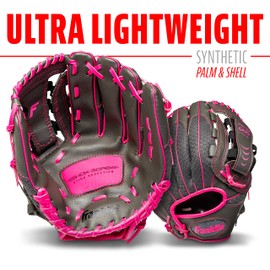 Franklin Sports Kids Baseball Glove - Youth Baseball, Softball + Tball Glove for Boys + Girls - Shok Sorb Glove - Right Hand Throw - Pink 10.5"