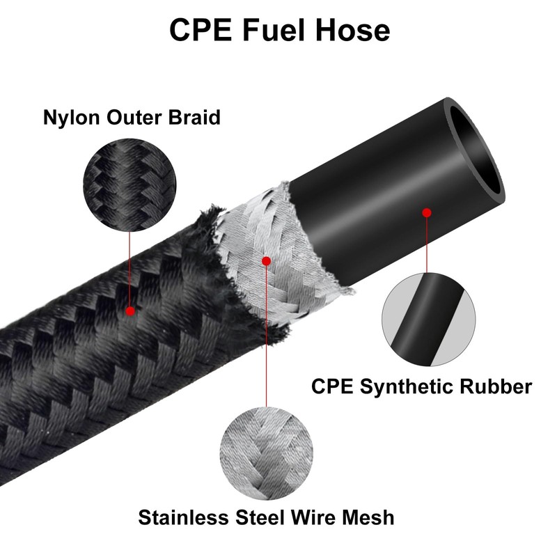 VehiMata 4AN Fuel Line Hose Fitting Kit Braided Nylon CPE