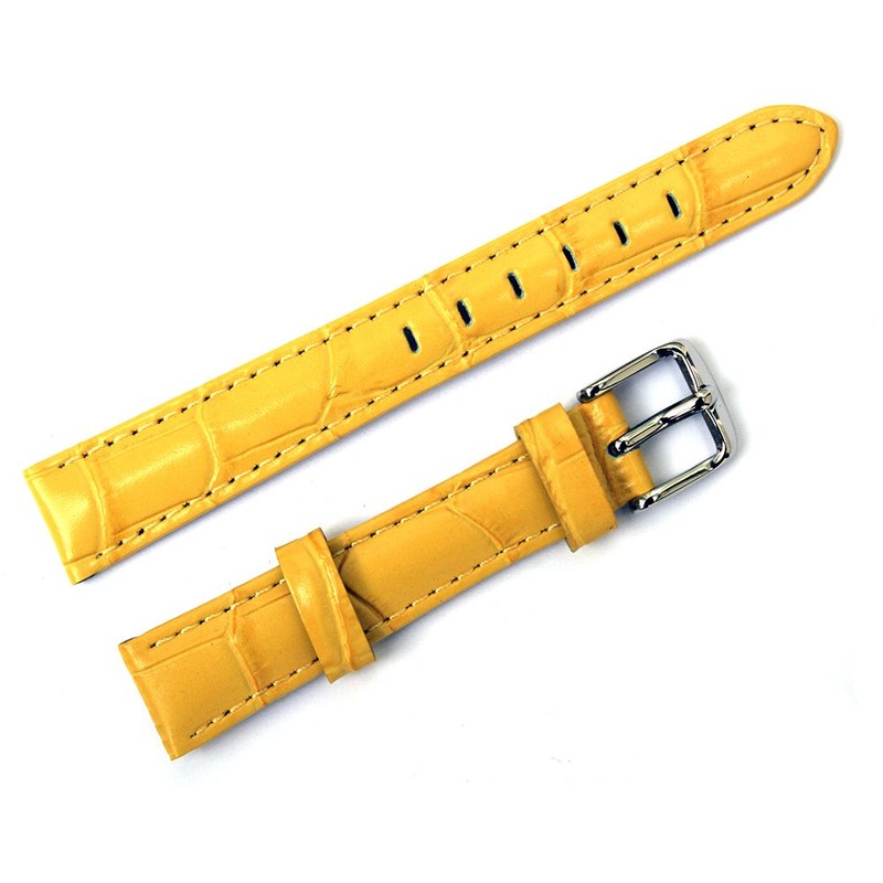 Leather Croco Embossed Yellow 14 Millimeters Watch Strap