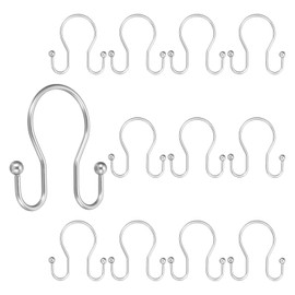 sourcing map Shower Curtain Hooks, 12 Pcs Shower Curtain Hooks Rings Rustproof Metal Double Shower Rod Hooks Fits Standard Shower Rods for Bathroom Shower Curtain, Matt Nickel