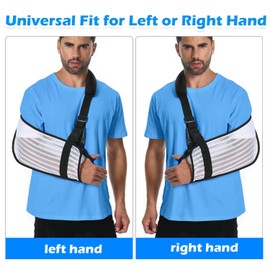 Fotgok Arm Sling for Shoulder Injury with Removable Shoulder Strap, Breathable Mesh Fabric Shoulder Immobilizer for Men and Women, Medical Arm Sling for Showering Beach Use, White