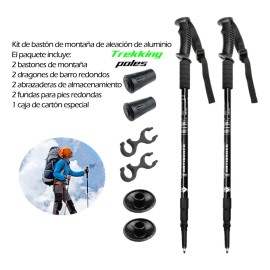2 Pcs Bastones Senderismo Plegables Trail Running Y Trekking Negro
