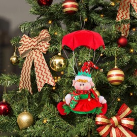SQEEQE Adornos de paracaídas de Elfo navideño, Adornos de Peluche navideños, Colgante navideño, Figura de Elfo para decoración Colgante de árbol de Navidad (Rojo)