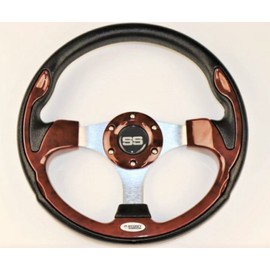 Huskey Vintage Golf Cart Steering Wheel Wood Grain SS logo 12.5" EZGO YAMAHA Club Car