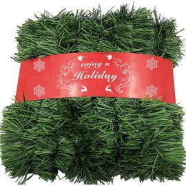 ATNKE 52Feet/16M Christmas Garland Decorations,Non-Lit Soft Green Holiday Decor for Outdoor or Indoor Use Home Garden Artificial Greenery or Wedding Party,Stairs,fireplaces Decoration/Dark Green#1