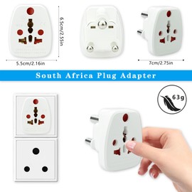 South Africa Plug Adapter, Type M Power Adapter, US to South African Plug Adaptor, for USA UK EU Indian AU in CN JP Asia Italy to South Africa,Pakistan, Botswana,Nepal, White