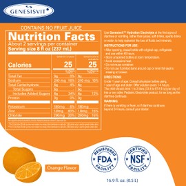 ALFA VITAMINS GenesisVit Electrolyte Solution, Hydration Drink, 12 Bottles, 16.9 fl oz Each - 12 Pack (Orange)