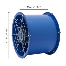 CUBELLIN 16" Cylinder Pipe Fan Pure Copper Motor Paint Booth Exhaust Fan 110V 370W Tube Axial Duct Fan for Factories, Warehouses, Kitchens