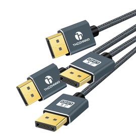 Thzzhnno 4K DisplayPort Cable 6.6FT 2 Pack. Nylon Braided DisplayPort to DisplayPort 1.2, DP Cable Gold-Plated High-Speed 4K@60Hz, 2K@165Hz, 2K@144Hz, for Laptop, PC, Gaming Monitor, TV