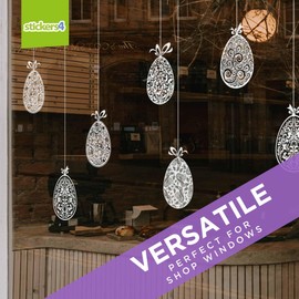 Easter Decorations - Easter Window Stickers - 10 x Beautiful Hanging Easter Egg Window Clings for Easter Window Display