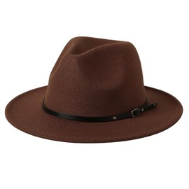 Lanzom Kids Girls Vintage Wide Brim Wool Felt Bowler Cap Bowknot Floppy Fedora Hat (X-Coffee)