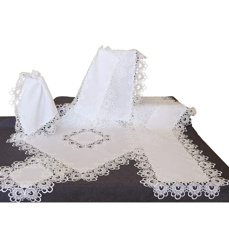 matches21 Tablecloth, Table Cloth with Elegant Embroidery and Filigree Lace,
