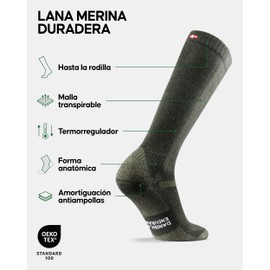 DANISH ENDURANCE - Calcetines de lana merino para senderismo para hombres y mujeres, Verde, M