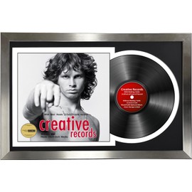 Creative Picture Frames 16x24 Stainless Steel Finish 12-inch Jukebox Record Frame with Black-White Double Matting, Displays both Album Cover and LP including installed Wall hangers