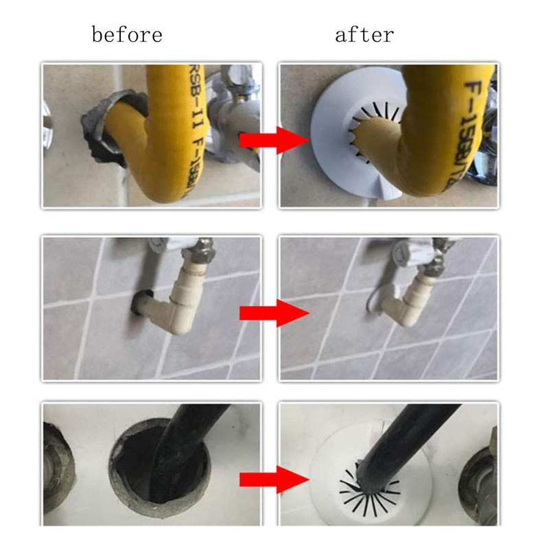 Plastic Radiator Pipe Covers White Pipe Collars Wall Universal 8-22mm