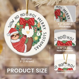 Gift Glow Cute Sloth Gifts for Women - Sloth Ornaments for Christmas Tree, Funny Sloth Gifts for Animal Lovers, Sloth Decorations, Funny Animal Christmas Ornaments, Ceramic Hanging Ornament 2024
