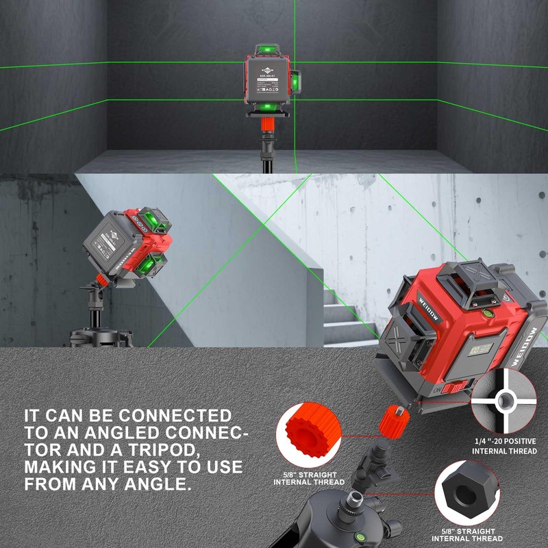 weiddw Laser Level with Tripod, Self Leveling Laser Level 4x360°,