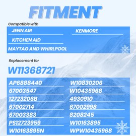 Kojem W11368721 Refrigerator Door Gasket Compatible with Whirlpool, Jenn Air, Kenmore, Kitchen Aid, Maytag KRFF305EBL00 KRFF305EWH00 WRF540CWHZ04 Black EPDM