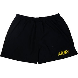 Gear Rack USGI Military Men's APFU Shorts Army Black and Gold PT Physical Fitness Trunks (US, Alpha, Small, Regular, Regular, Black)