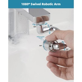 Hibbent 1080° Swivel Faucet for Bathroom Sink, Tap Aerator with M18.5 Adapter, Dual Function Big Angle Twist and Rotation Aerator for Kitchen Sink FM22 Chrome