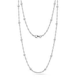 LeCalla 925 Sterling Silver Singapore Beads Chain Necklace for Women | Italian 3MM Singapore Bead Chain Station Necklace 18 Inches, Made in Italy