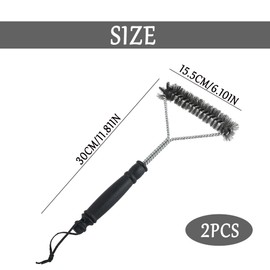 Pack of 2 Brass Grill Brush 30 cm Grill Cleaning Brush with PP Heat Insulation Handle 360° Cleaning Brass Bristles Grill Accessories for Grill Grate, Charcoal Grill, Kettle Grill, Gas Grill, Charcoal