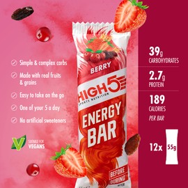 HIGH5 Energy Bar Real Fruits Soft Bar No Artificial Sweeteners Berry 12 x 55g
