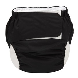 Sigzagor Large Teen Adult Cloth Diaper Nappy Reusable Washable for Disability Incontinence with Hook and Loop for Men (Black (Large 26in to 50in))