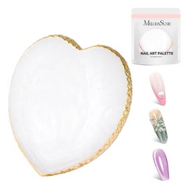 MelodySusie 1PC Heart Shape Resin Nail Art Palette, Professional Color Mixing Board for Gel Polish, Acrylics, Pigment Blending, Salon and DIY Makeup Artist Tool, White