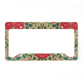 CafePress Rose Chintz Pattern Colorful License Plate Holder Aluminum License Plate Frame, License Tag Holder