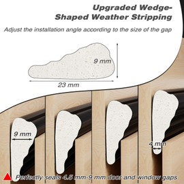Draft Excluder for Doors and Windows,Draught Excluder Tape,Door Draft Excluder Tape Window Insulation Foam Seal Strip,Window Draft Excluder Door Soundproofing Sealing Weather Strip（Black,5M×2 Roll）