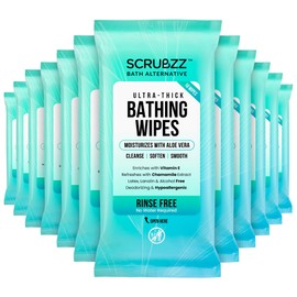 Extra Large Bath Wipes for Adults No Rinse - 120 Disposable Body Cleansing Cloths for Men, Women & Elderly - Great for Gym, Camping, Post Surgery