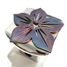 Hibiscus Flower in 3D - Chrome w Zinc Color 2 inch Trailer Hitch Cover - Hibiscus Flower Hawaii Plumeria