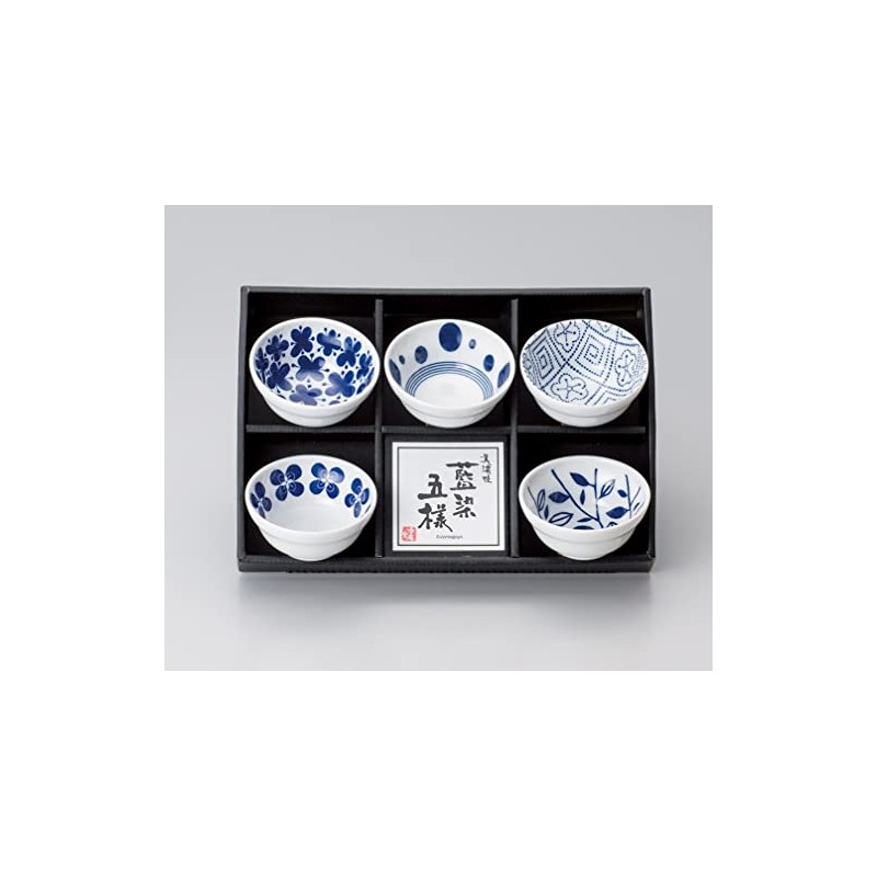 Japanese Pottery Flower Daruma Set, Small Bowl Set