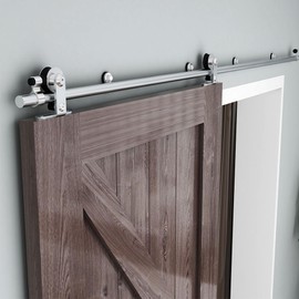 CCJH 5.5FT/66'' Stainless Steel Sliding Track Barn Door Hardware Kit for Single Door Heavy Duty