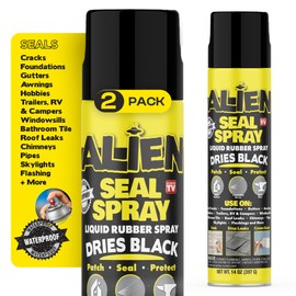 Alien Tape Liquid Sealant Spray 2 Pack, Waterproof Liquid Rubber Spray Prevents Patches and Seals Leaks, Protects Surfaces, Works on Most Materials, Long Lasting, Dries Black