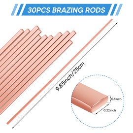 DEXLALA 30 Sticks Brazing Rods, BCuP-5 15% Silver Solder Copper Phosphor Welding Rods Industry Grade 0.050"x1/8"x10" for Air Conditioning, Refrigerator, Cold Storage, HVAC Units