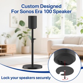 Chunxiao Height Adjustable Speaker Stand for Sonos Era 100 Stand Black with Cable Management - Heavy Duty Floor Stand for Sonos Speaker Stands Era 100 to Enhance Audio Experience, Pair