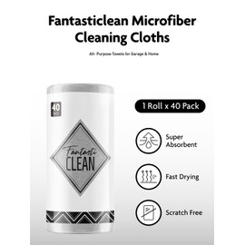 Fantasticlean Microfibre Cleaning Cloth Roll with 40 Pieces, Tear-Off Cleaning Cloths, Reusable Lint-Free Cloths, Tea Towels, 30 x 30 cm, Grey