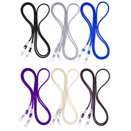 BILIONE 6 Pcs Eyeglasses Strap for Men & Women, Premium Woven Wax Eye Glasses Holders Around Neck, Dark Colors Sunglasses Chain